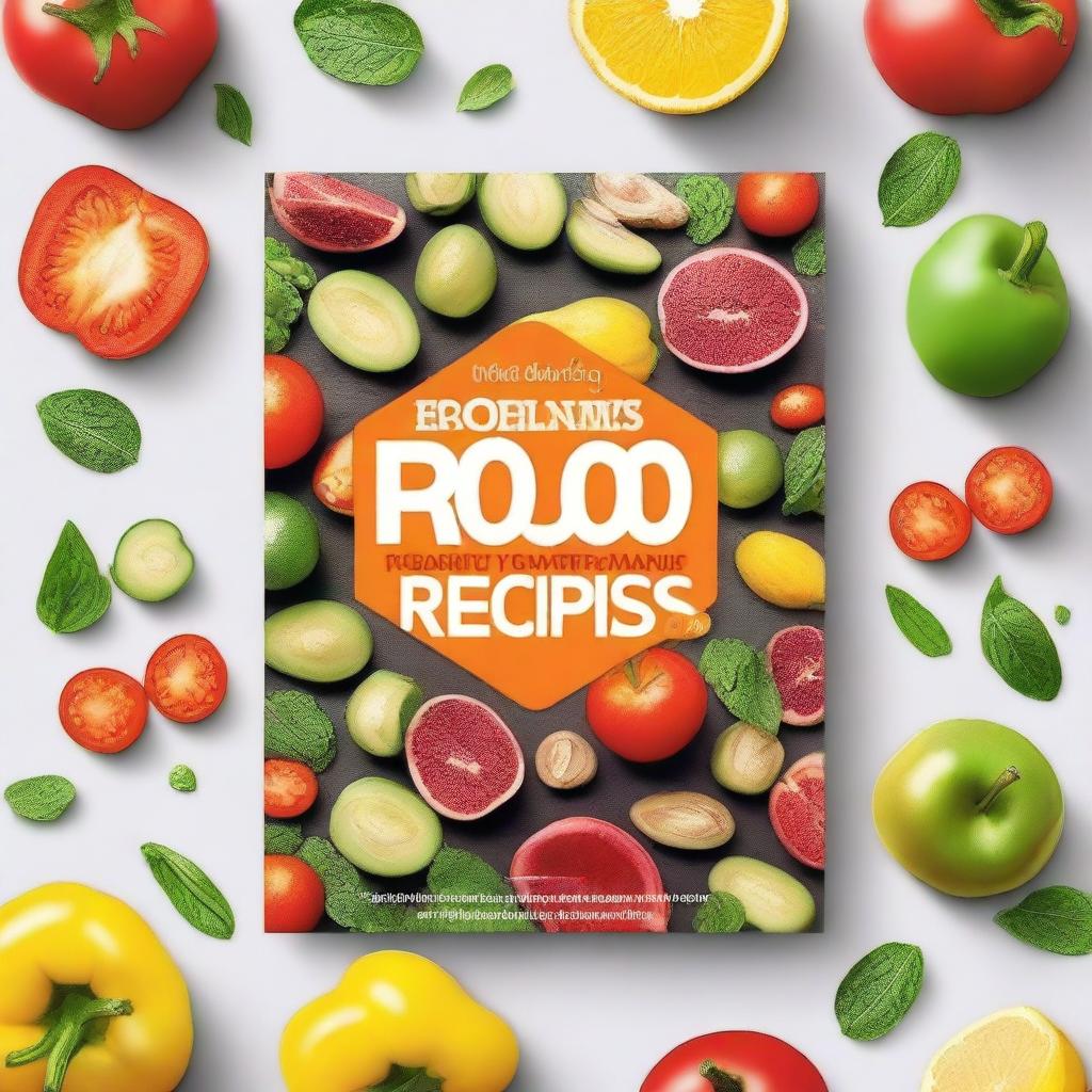 Create an ebook cover with the theme 'Healthy 30-Minute Recipes', featuring colorful and appetizing dishes