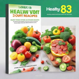 Create an ebook cover with the theme 'Healthy 30-Minute Recipes', featuring colorful and appetizing dishes