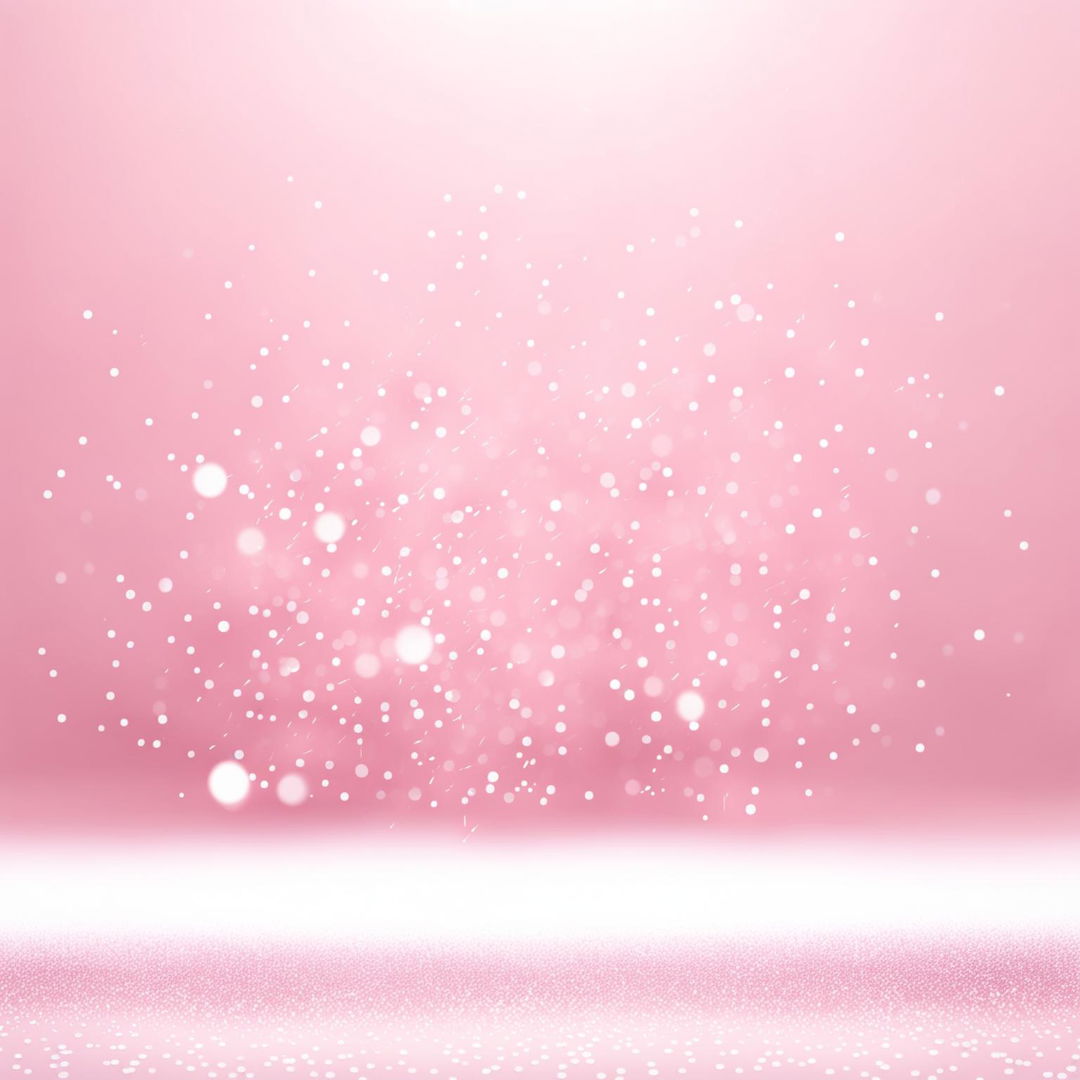 An image of a light pink background with a sprinkling of white glitter, creating a whimsical and magical effect.