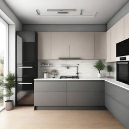 A modern kitchen design within a 2x1