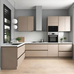 A modern kitchen design within a 2x1