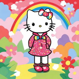 A cute and adorable Hello Kitty character wearing a stylish jacket