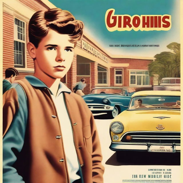 A movie poster for 'Growing Pains,' set in 1955