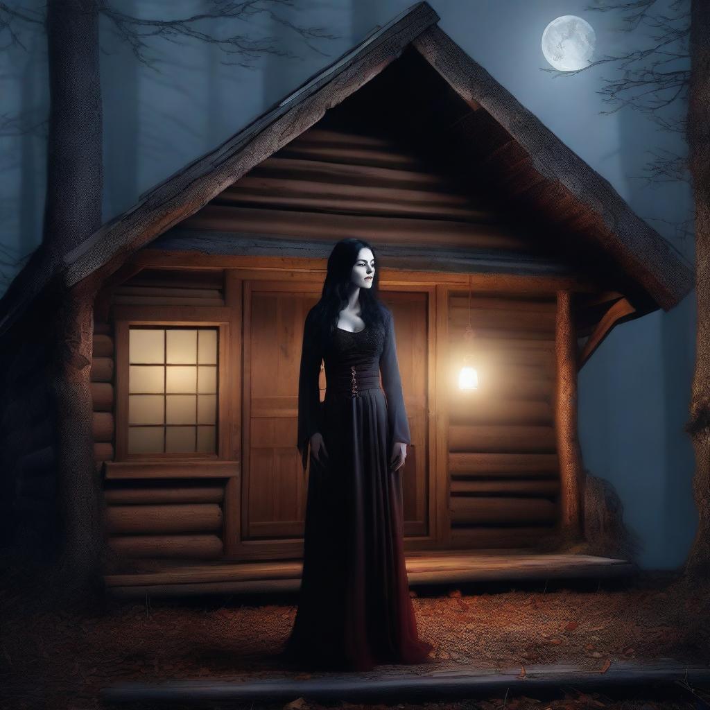 A mysterious vampire lady living deep in the woods in a rustic cabin