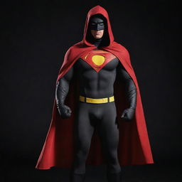 Full body image of a Disney animated superhero wearing a hood, with a cloth bag slung on one shoulder, placed against a dark, black-themed backdrop.