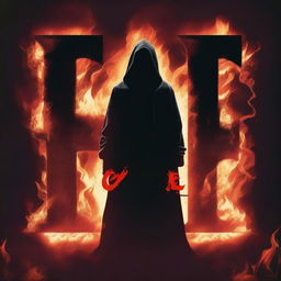 A dark hooded figure, removing a mask with the face not shown, stands in front of the word 'FOE' written in big bold fire letters