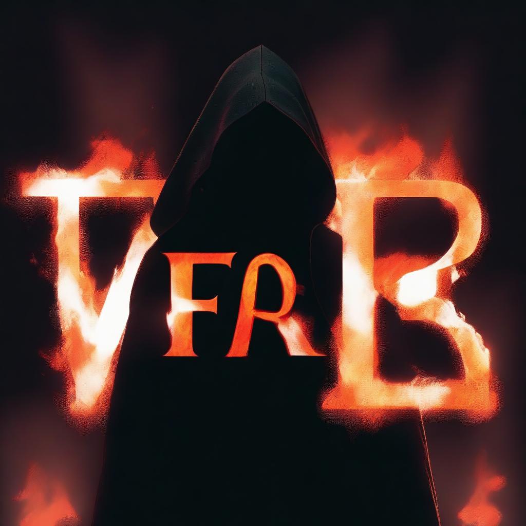 A dark hooded figure, removing a face mask halfway with the face not shown, stands in front of the word 'FOE' written in big bold fire letters