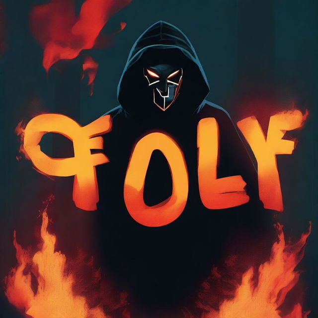 A dark hooded figure, removing a ski mask halfway with the face not shown, stands in front of the word 'FOE' written in big bold fire letters