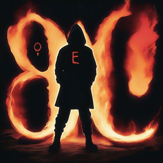 A dark hooded figure, removing a ski mask halfway with the face not shown, stands in front of the word 'FOE' written in big bold fire letters