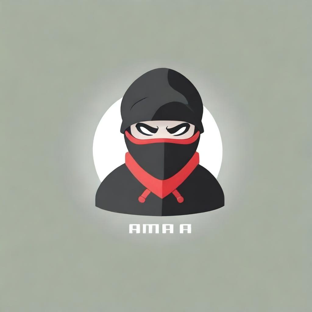 Create a 2D mascot logo illustration of a ninja