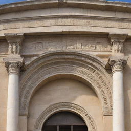 A fusion of a tympanum, a central architectural feature on a greek temple, and a musical instrument, beautifully woven into a coherent and intriguing structure.