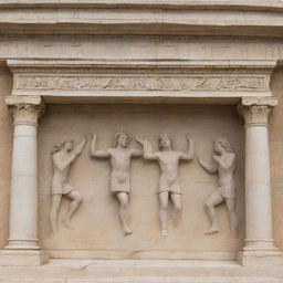 A fusion of a tympanum, a central architectural feature on a greek temple, and a musical instrument, beautifully woven into a coherent and intriguing structure.