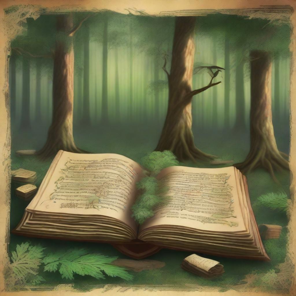 In the center of the forest, there is an ancient magical book called the 'Four Seasons Codex' that grants the forest its power