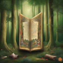 In the center of the forest, there is an ancient magical book called the 'Four Seasons Codex' that grants the forest its power