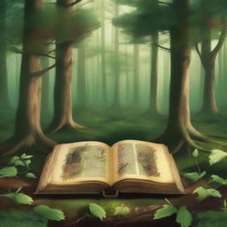 In the center of the forest, there is an ancient magical book called the 'Four Seasons Codex' that grants the forest its power