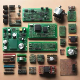 Create an image of analog electronics taken from above