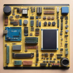 Create an image of analog electronics taken from above