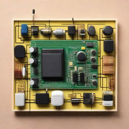 Create an image of analog electronics taken from above