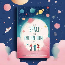 Design a cute and curious book cover for a romance novel titled 'The Space Between Us and Everything'