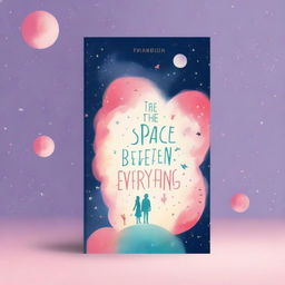 Design a cute and curious book cover for a romance novel titled 'The Space Between Us and Everything'