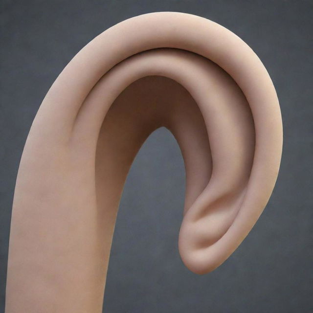 An ear tympanum, the inner part of a human ear, seamlessly combined with a musical instrument creating a unique and artistic representation of sound and hearing.