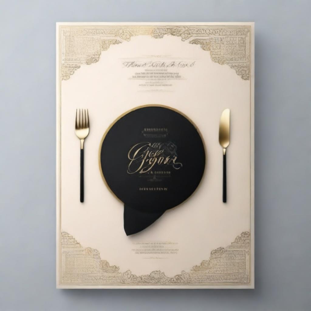 A gala dinner poster featuring elegant typography, a luxurious color palette with gold and black accents, and sophisticated imagery of a lavishly set dining table