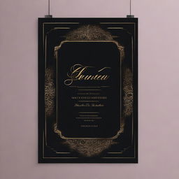 A gala dinner poster featuring elegant typography, a luxurious color palette with gold and black accents, and sophisticated imagery of a lavishly set dining table