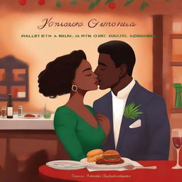 A book cover featuring a young Italian man in a suit and a young African American woman in a chef's uniform