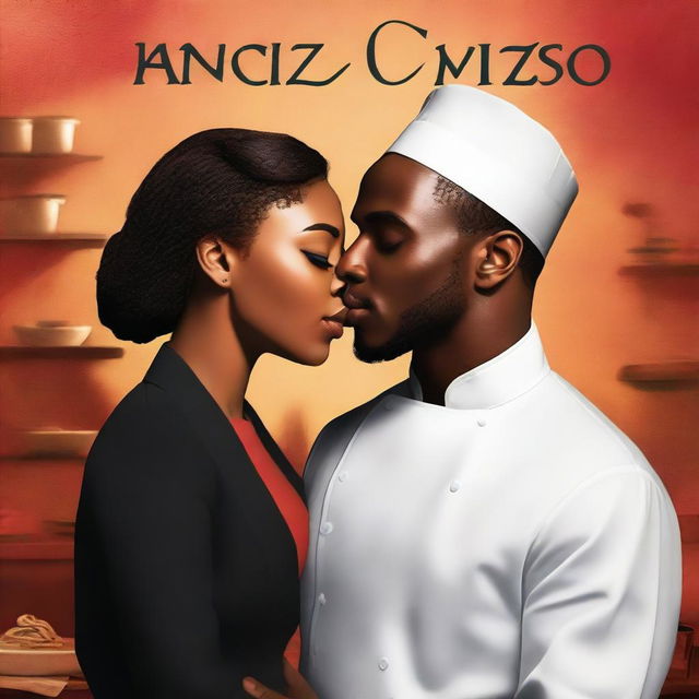 A book cover featuring a young Italian man in a suit and a young African American woman in a chef's uniform