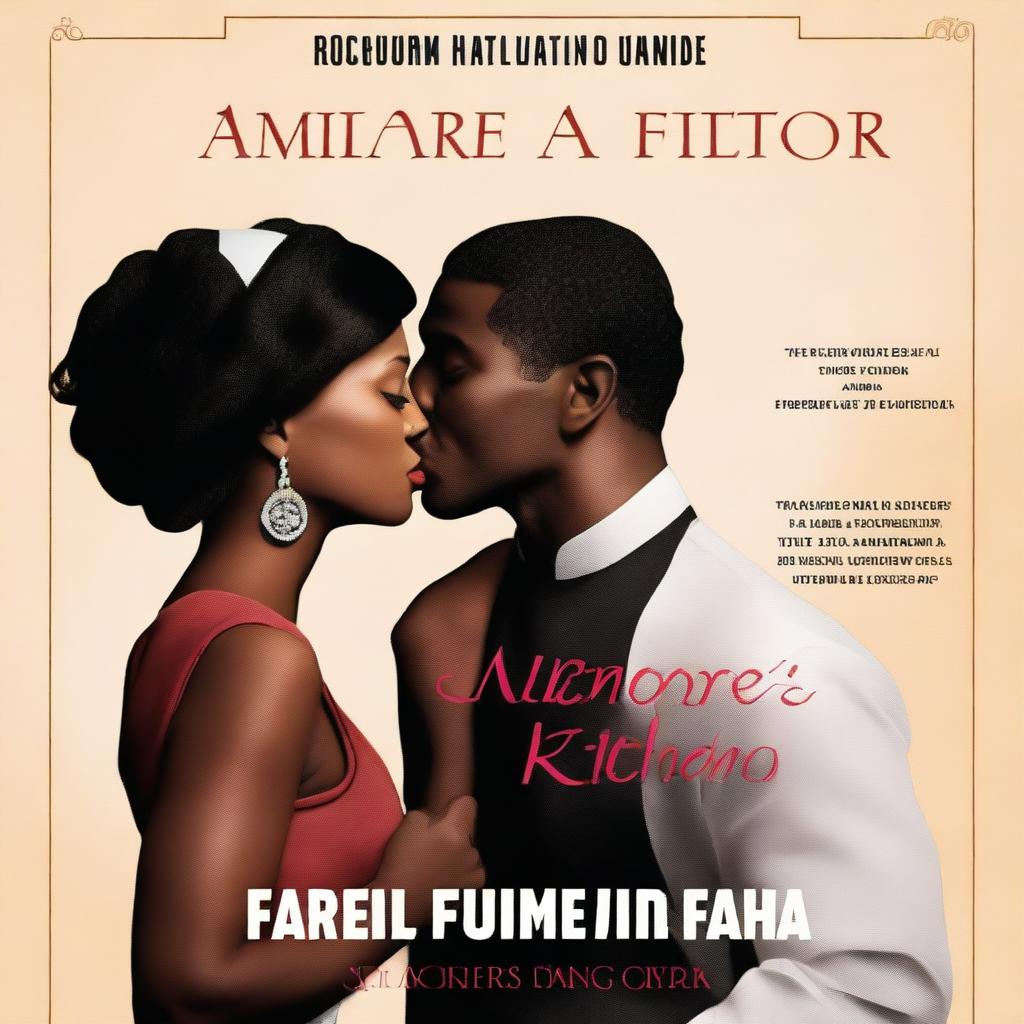 A book cover featuring an Italian man in a suit and an African American woman in a chef's uniform