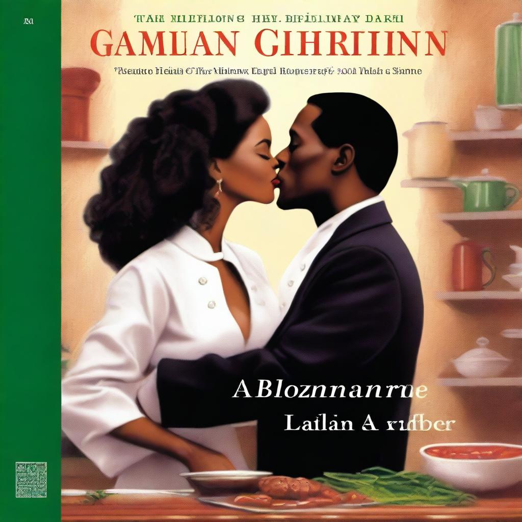 A book cover featuring an Italian man in a suit and an African American woman in a chef's uniform