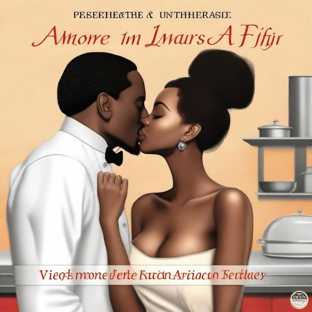 A book cover featuring an Italian man in a suit and an African American woman in a chef's uniform