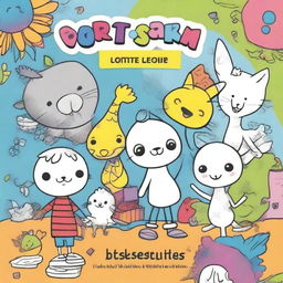 Create a cute and catchy coloring book cover featuring adorable characters, playful elements, and vibrant colors