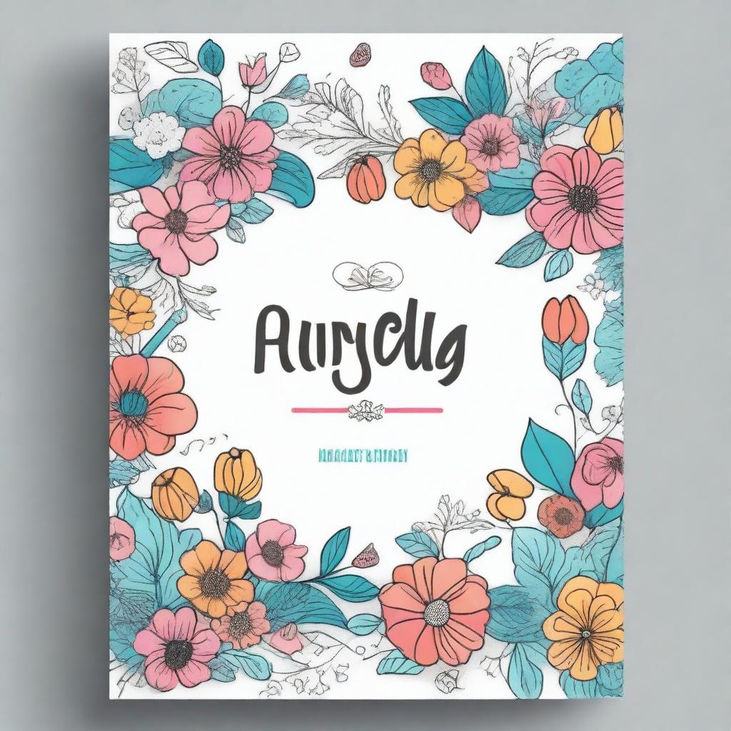 Design an aesthetic and catchy coloring book cover featuring elegant and stylish illustrations