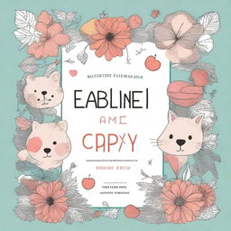 Create an aesthetic, cute, and catchy coloring book cover featuring charming and stylish illustrations