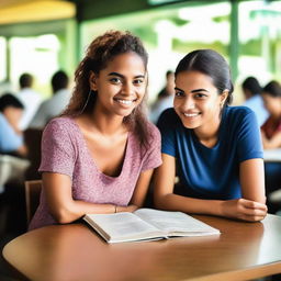 Uma jovem mulher atendendo clientes em sua cafeteria, servindo café e sorrindo