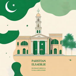 Create an image featuring a book cover with the title 'Pakistan Embassy International School & College Tripoli Libya'