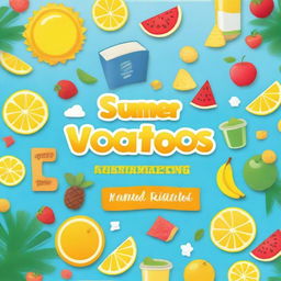 Create an image featuring a book cover with the title 'Summer Vacation Assignments'