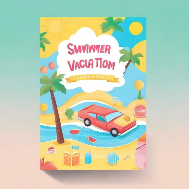 Create an image featuring a book cover with the title 'Summer Vacation Assignments'