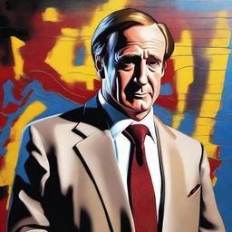 A highly detailed and stylized painting of Saul Goodman, the iconic lawyer from the TV series Breaking Bad and Better Call Saul