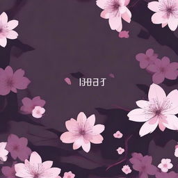 Create a book cover featuring dark colors, a katana, and Sakurasou flowers