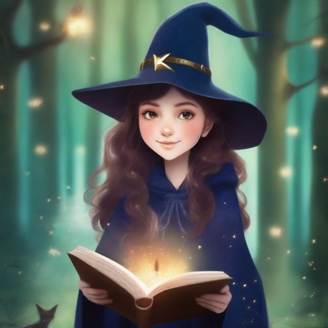 A captivating book cover featuring a young witch named Lui