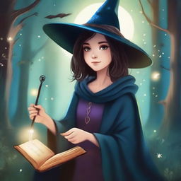 A captivating book cover featuring a young witch named Lui