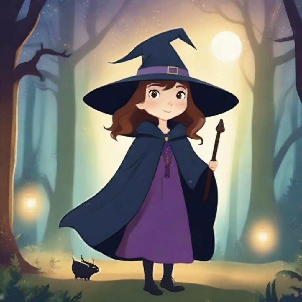 A cartoon-style book cover featuring a young witch named Lui