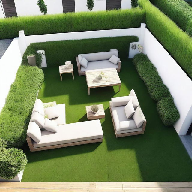 Design of an exterior terrace of a penthouse with dimensions of 5