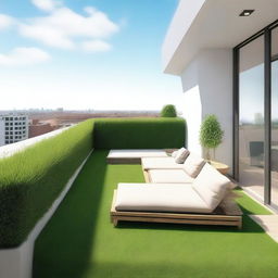 Design of an exterior terrace of a penthouse with dimensions of 5