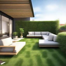 Design of an exterior terrace of a penthouse with dimensions of 5