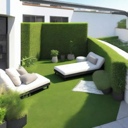 Design of an exterior terrace of a penthouse with dimensions of 5