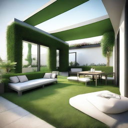 Design of an exterior terrace of a penthouse with dimensions of 5