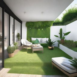 Design of an exterior terrace of a penthouse with dimensions of 5